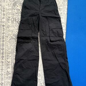Aritzia TNA Black Straight Leg Cargo Pants